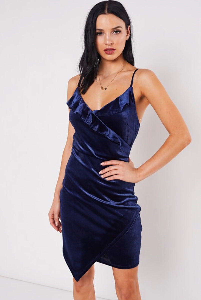 Navy Velvet Mini Dress Navy Blue Velvet Bridesmaid Dresses Corset-Bodice  Short Velvet