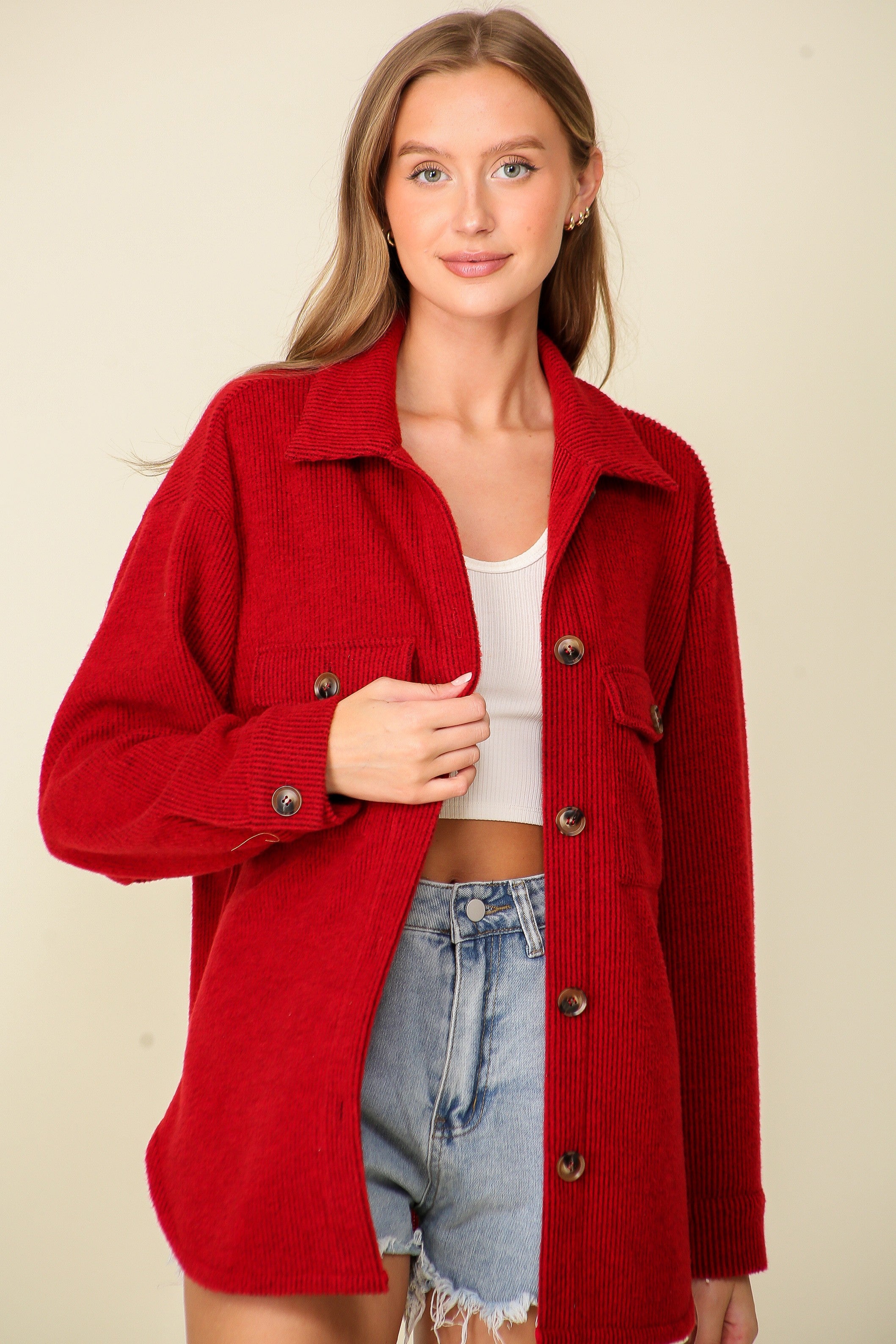Crimson Cozy Shacket