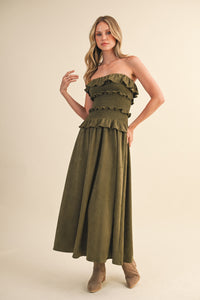 Sagewood Ruffle Midi