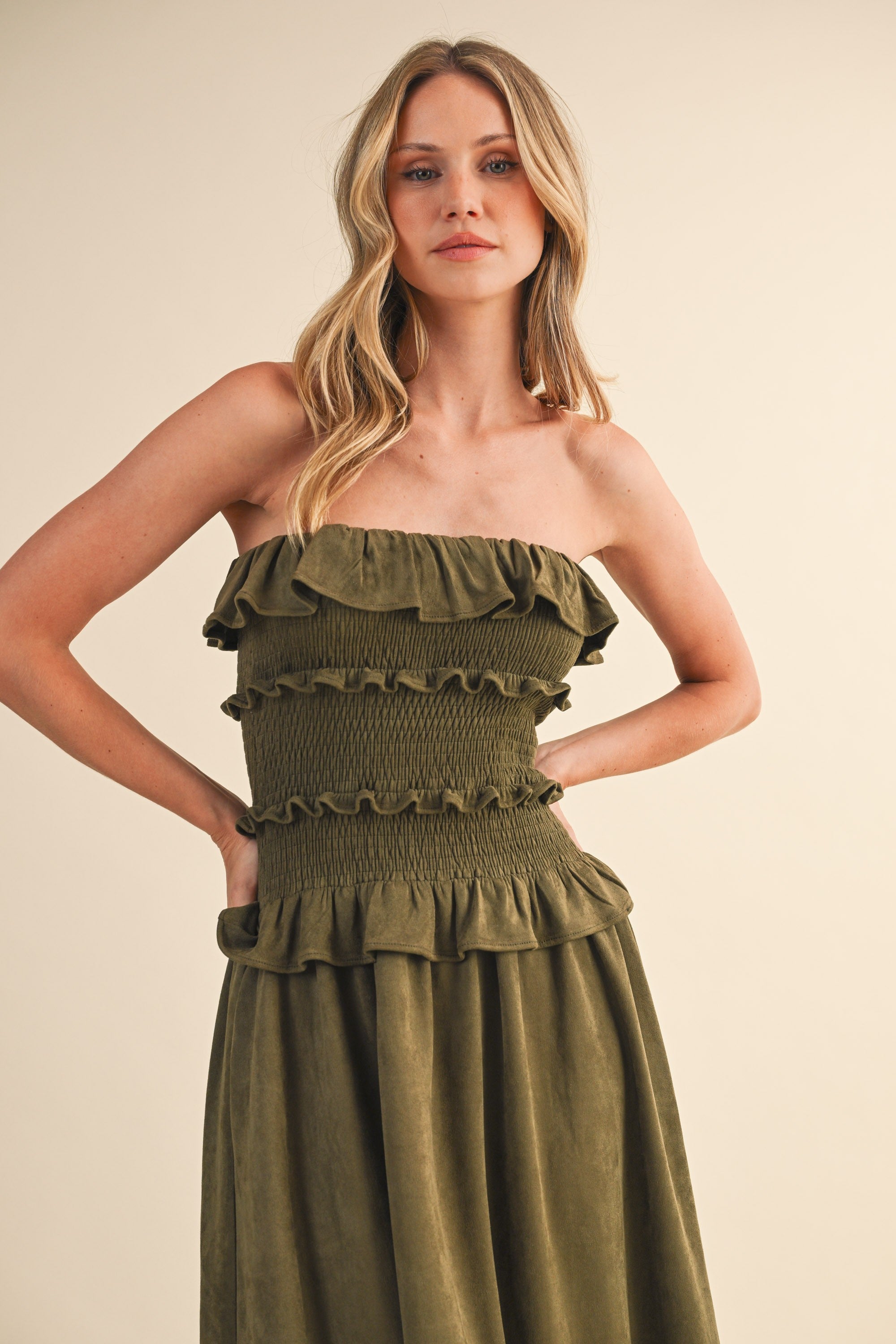 Sagewood Ruffle Midi