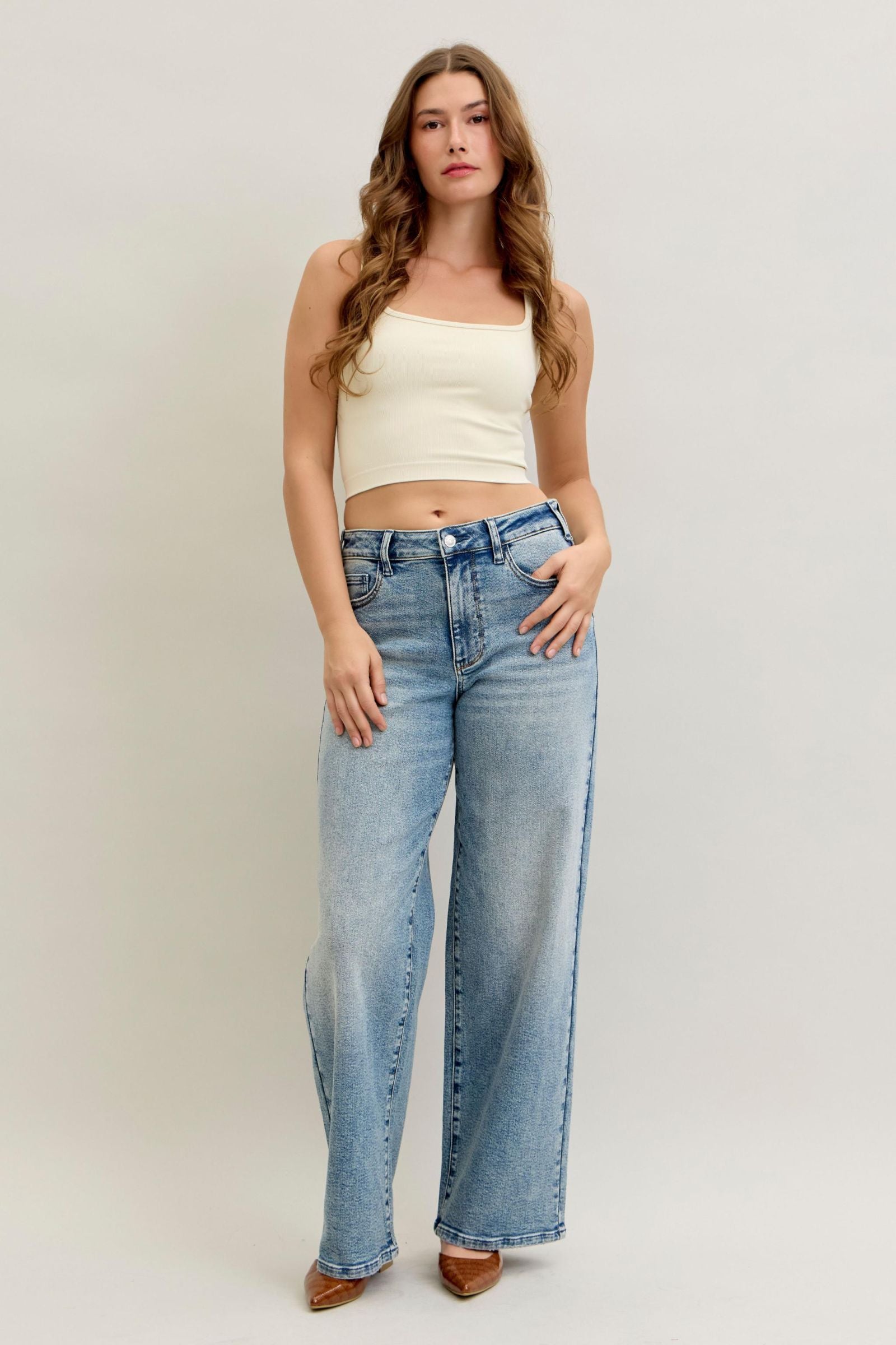Wilhemina Vintage Wash Wide Leg Jeans