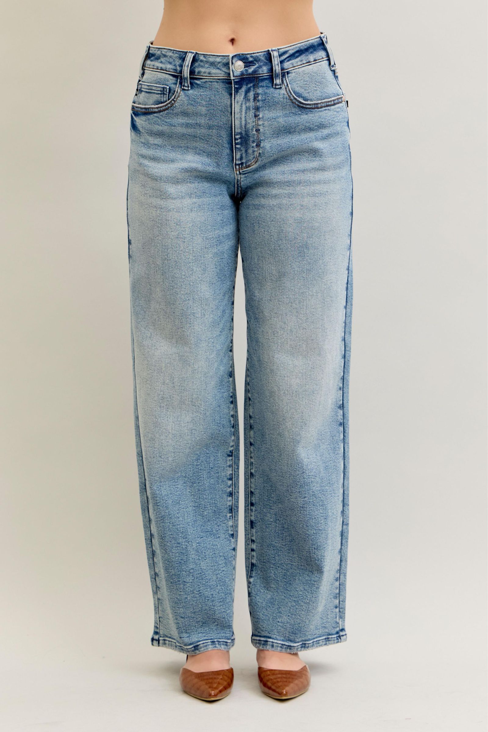 Wilhemina Vintage Wash Wide Leg Jeans