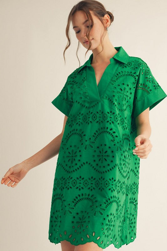 Cleo Eyelet Shift Dress