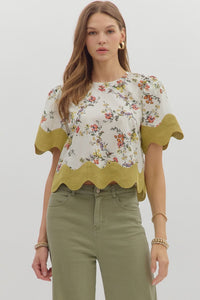 Olive Bloom Top