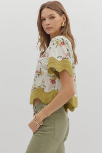 Olive Bloom Top