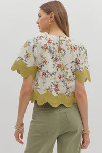 Olive Bloom Top