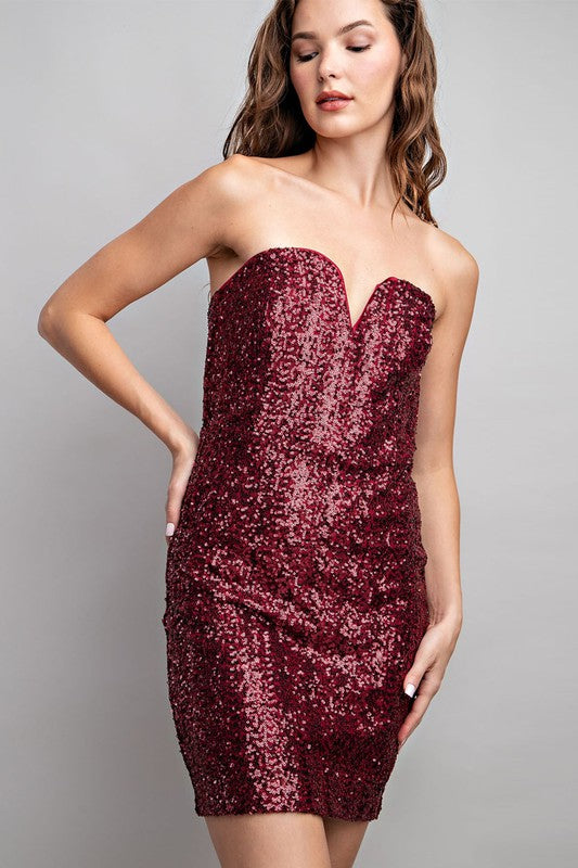 Strapless Sequin Mini Dress Chic Stitch Strapless Sequin Mini Dress Chic Stitch