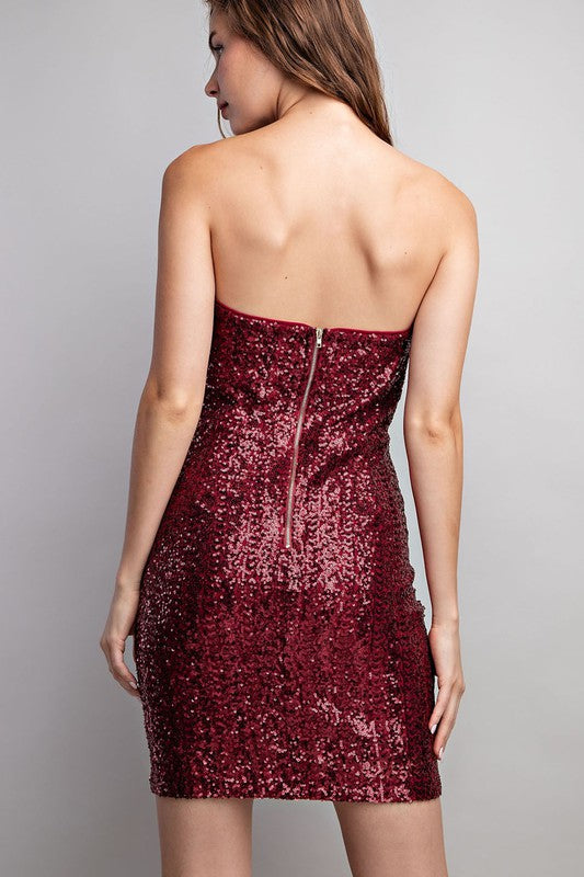 Strapless Sequin Mini Dress – Chic Stitch Strapless Sequin Mini Dress – Chic Stitch