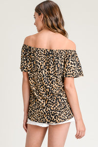 Leopard Off Shoulder Tie Front