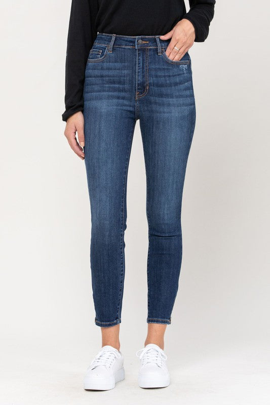 High Rise Zipper Crop Skinny Jean