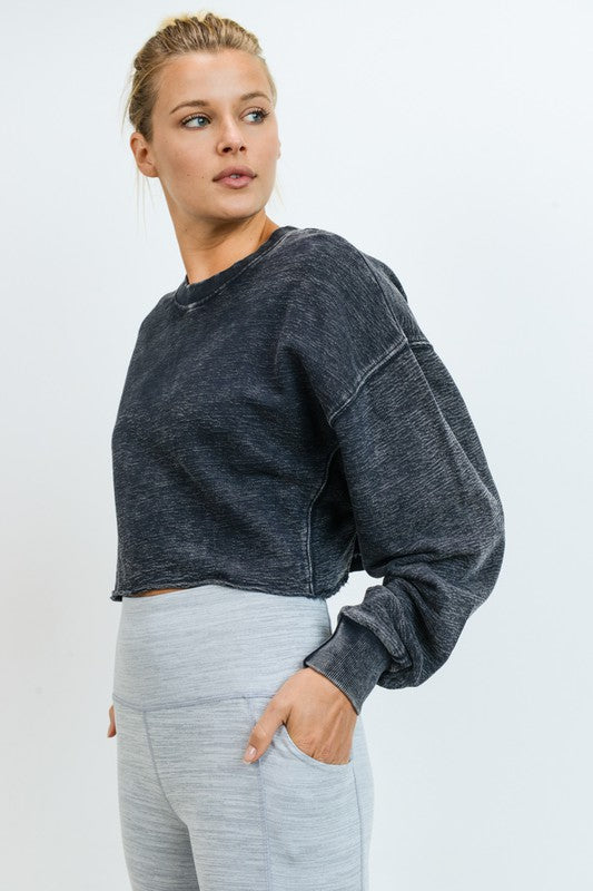 Cropped Mineral Wash Pullover