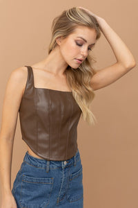 Cojo Faux Leather Crop Top