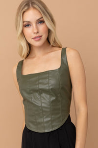 Cojo Faux Leather Crop Top