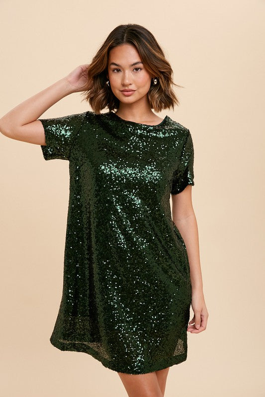 sequin shift dress Sequin Mini Shift Dress – Chic Stitch