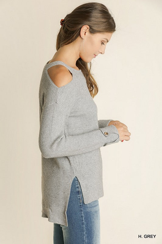 Shoulder Cutout Cozy Sweatshirt