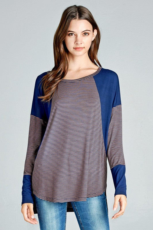 Striped Knit Top with Raglan Sleeves