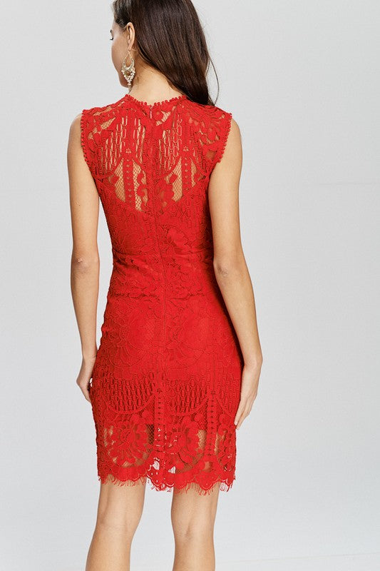 Red Hot Lace Dress