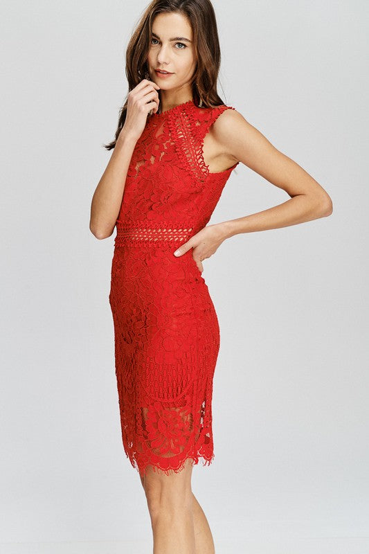 Red Hot Lace Dress