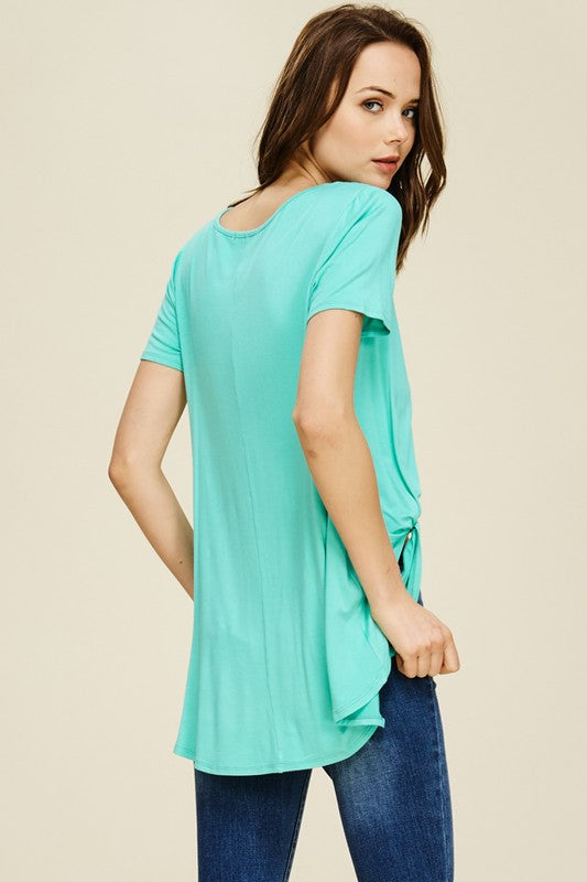 Aqua Front Tie Tee