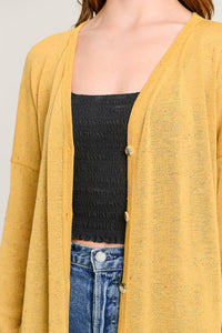 Mustard Button Front Sweater Knit Top