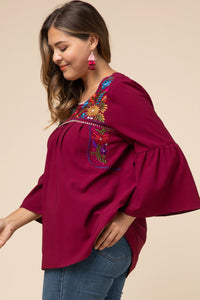Embroidered Scoop Top Plus