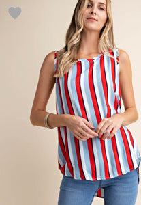 Striped Button Back Top