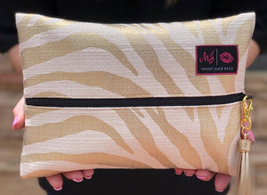 Gold Zebra Makeup Junkie Bag