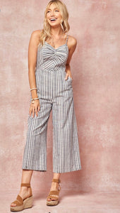 Navy Striped Chambray Jumpsuit