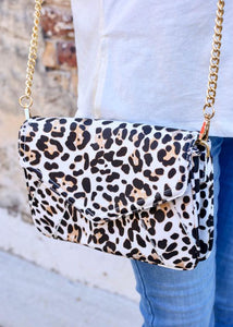 Lauren Crossbody Bag With Chain Strap Ivory Leopard