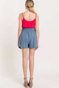 Woven High Waisted Paperbag Shorts