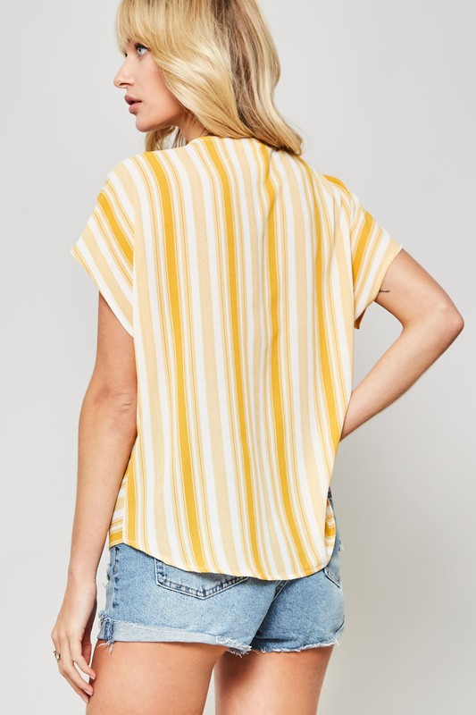 Yellow Striped Dolman Sleeve Top