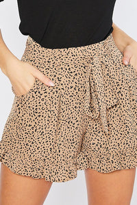 Leopard Print Ruffle Hem Shorts