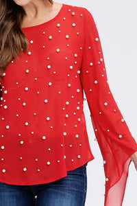All Over Pearl sheer blouse