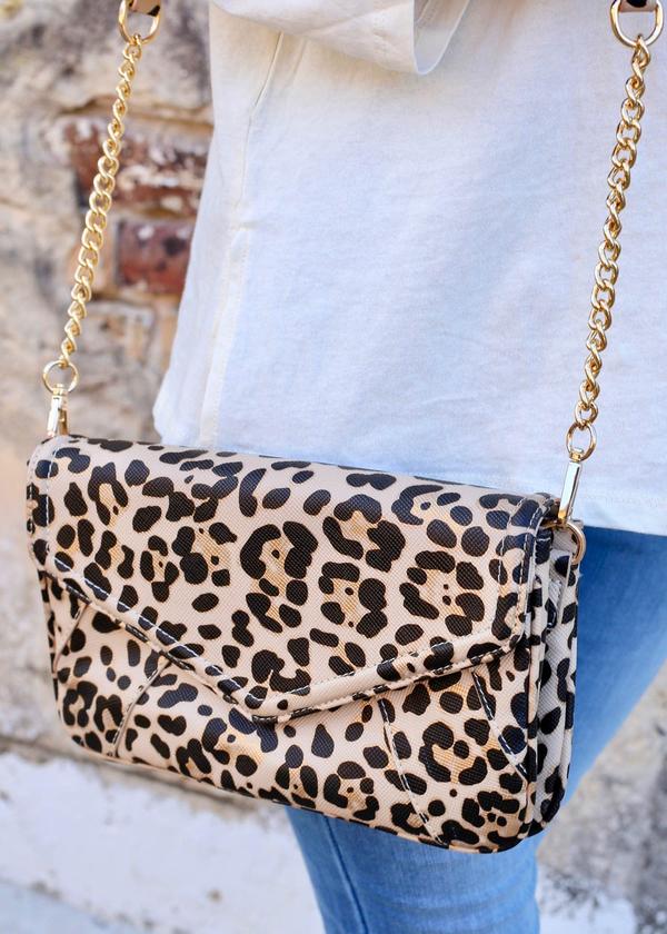 Lauren Crossbody Bag With Chain Strap Ivory Leopard